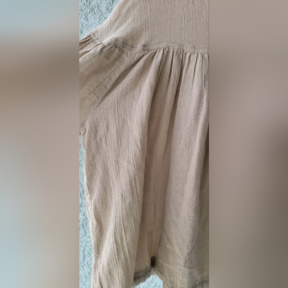 We The Free Oversized Taupe Button-Front Blouse - Picture 7 of 7